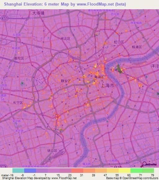Mappa altimetrica di Shanghai