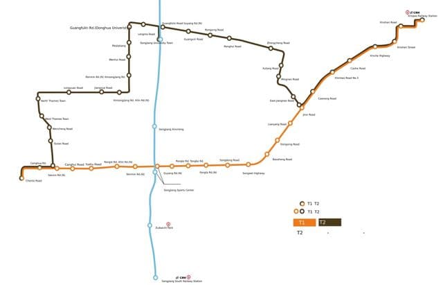 Mappa delle stazioni del tram di Shanghai