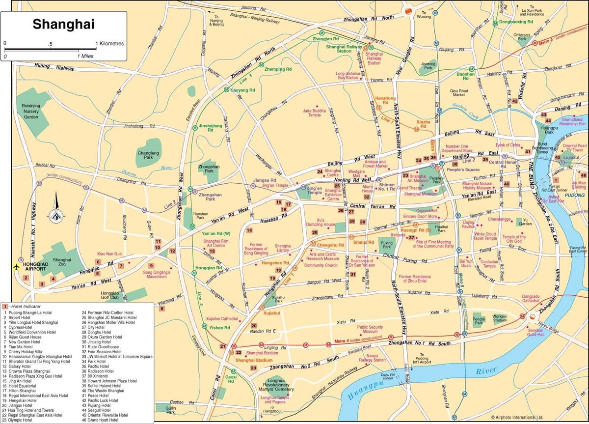 Mappa del centro di Shanghai
