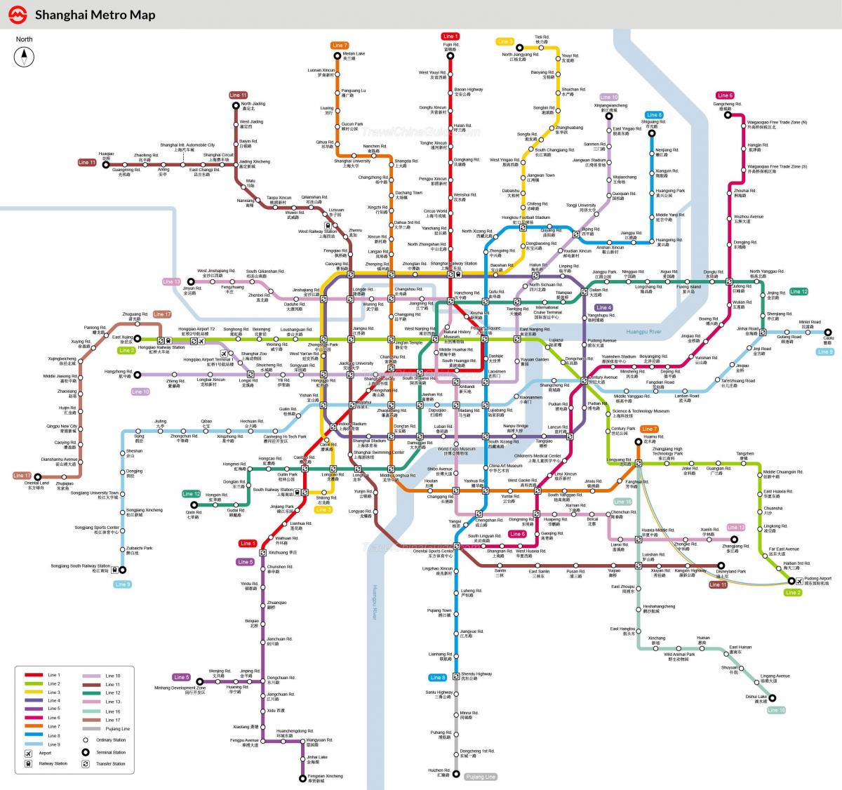Mappa delle stazioni della metropolitana di Shanghai